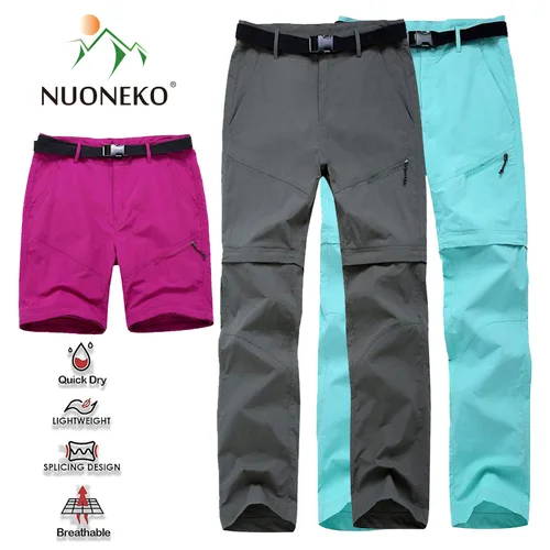 NUONEKO, pantalones de senderismo al aire libre para mujer, pantalones de verano de secado rápido para mujer, pantalones de viaje para escalar, acampar, senderismo, pantalones cortos deportivos para mujer PN87