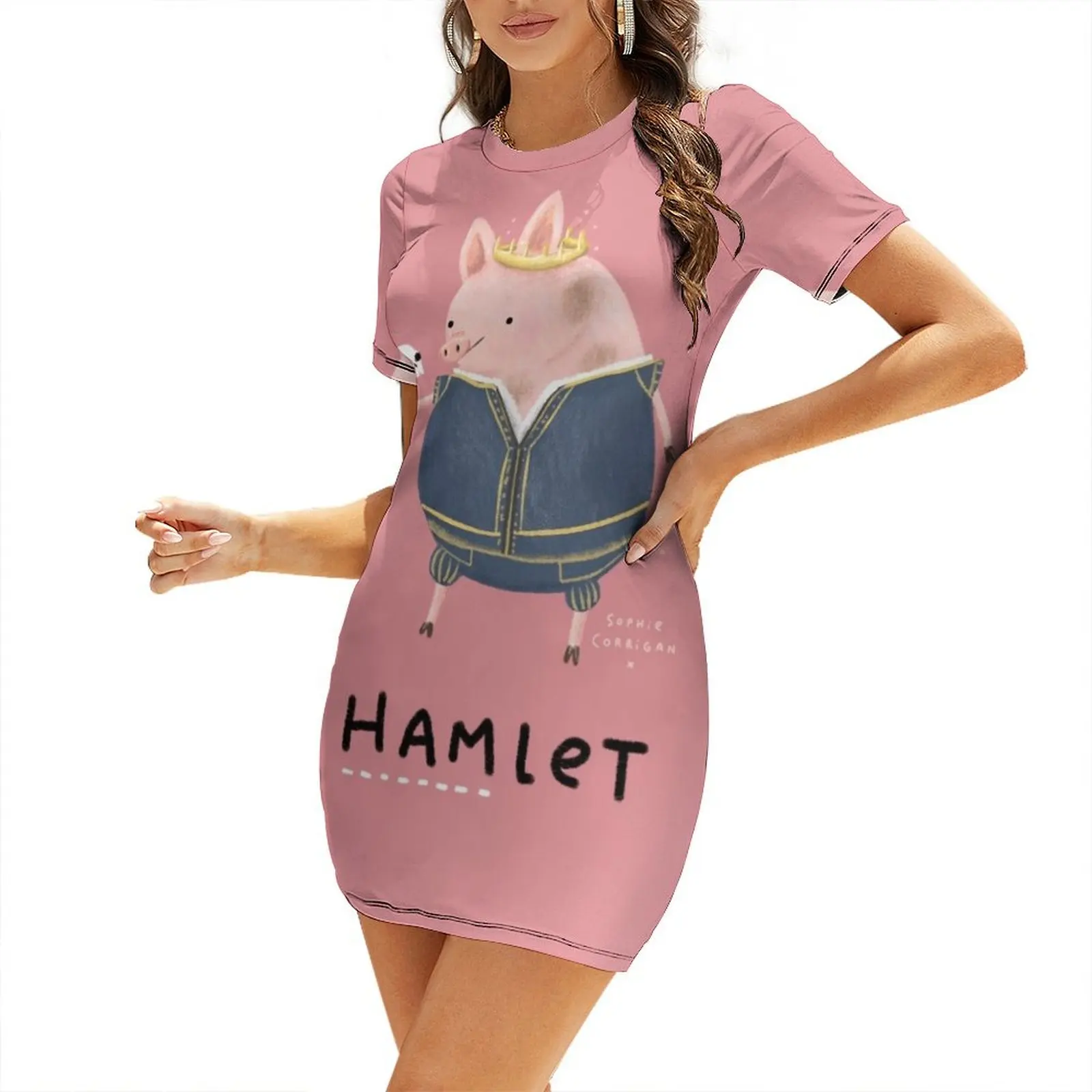 Hamlet Short Sleeved Dress women evening dress women dresses beach outfits for women elegant guest wedding dress