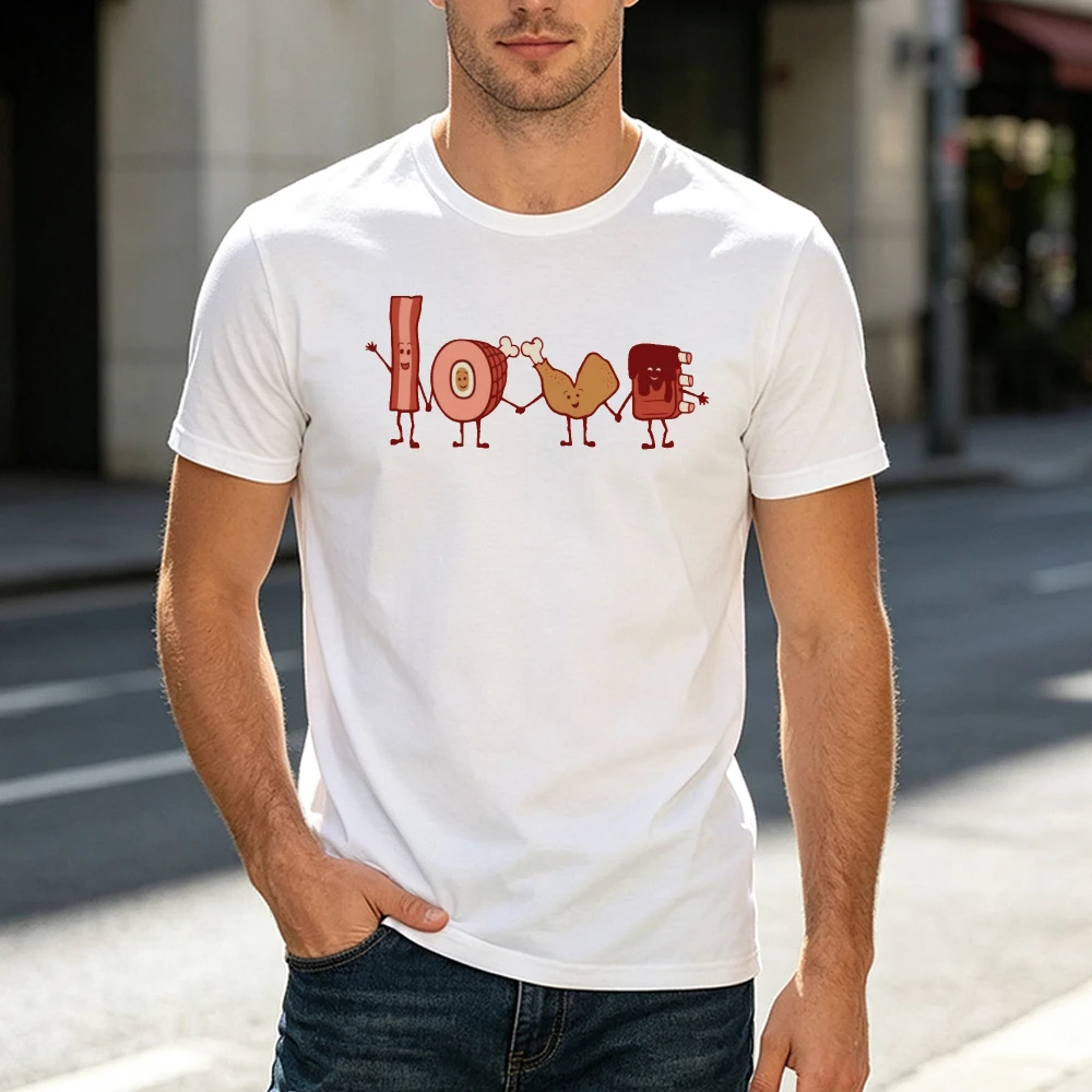 Meat Lovers Sausage Chicken Men T Shirt Cute Food Pun Graphic Tee Barbecue Butcher Chef Gift For Carnivore Foodie