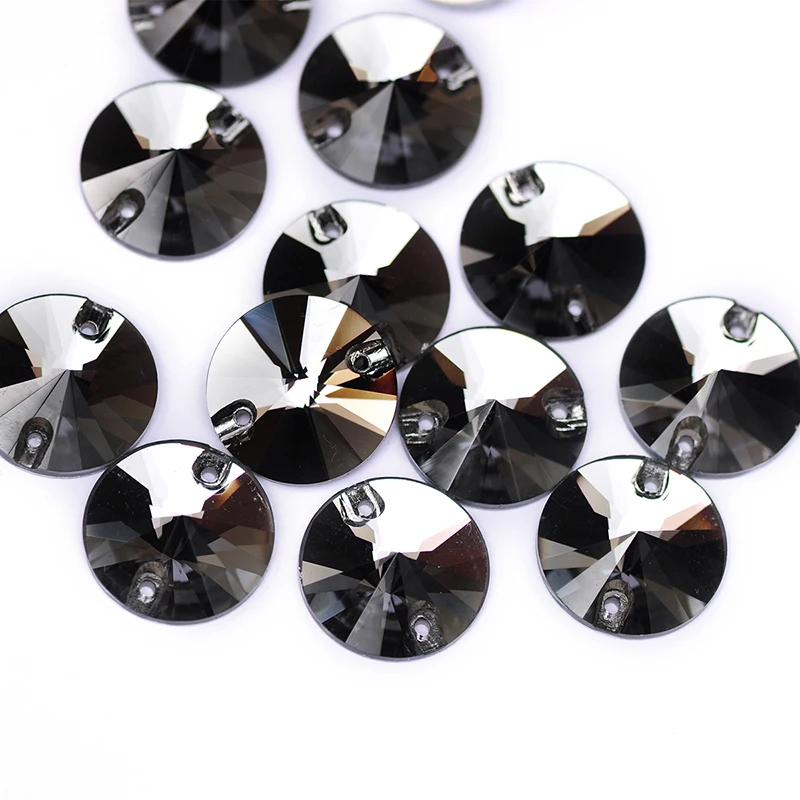 YANRUO 3200 All Sizes Black Diamond Flatback Crystal Buttons Rivoli Sew On Strass Rhinestone For Shoes