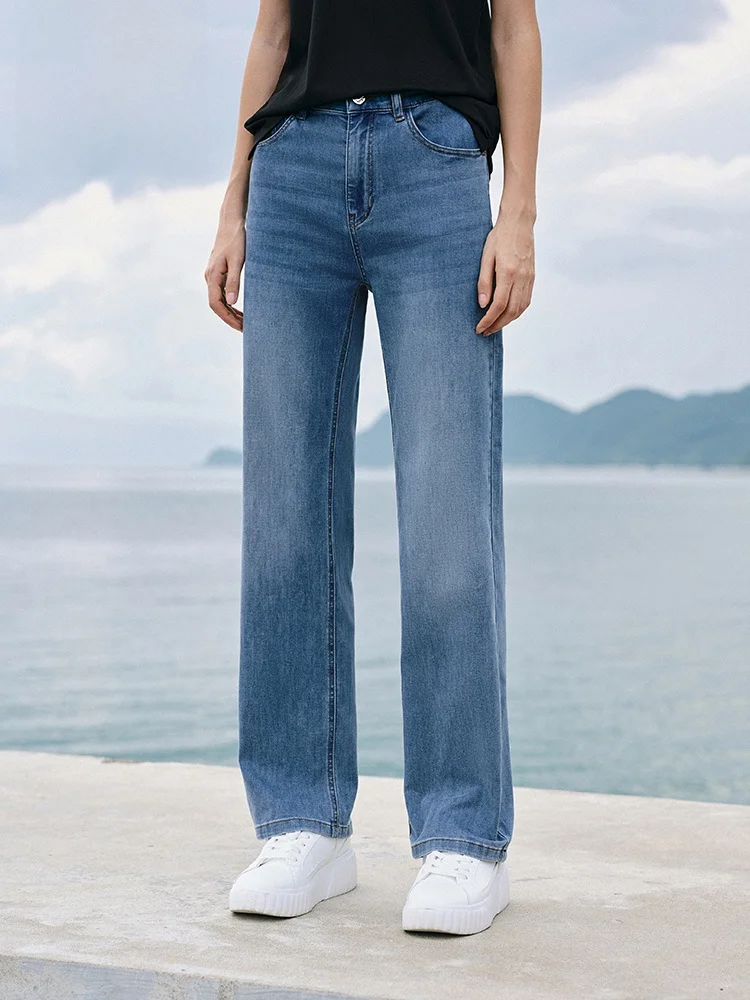 

Navigare Cool Sensation Casual Jeans Women's Spring Summer New Small Size Straight Leg Pants Comfortable Breathable Denim