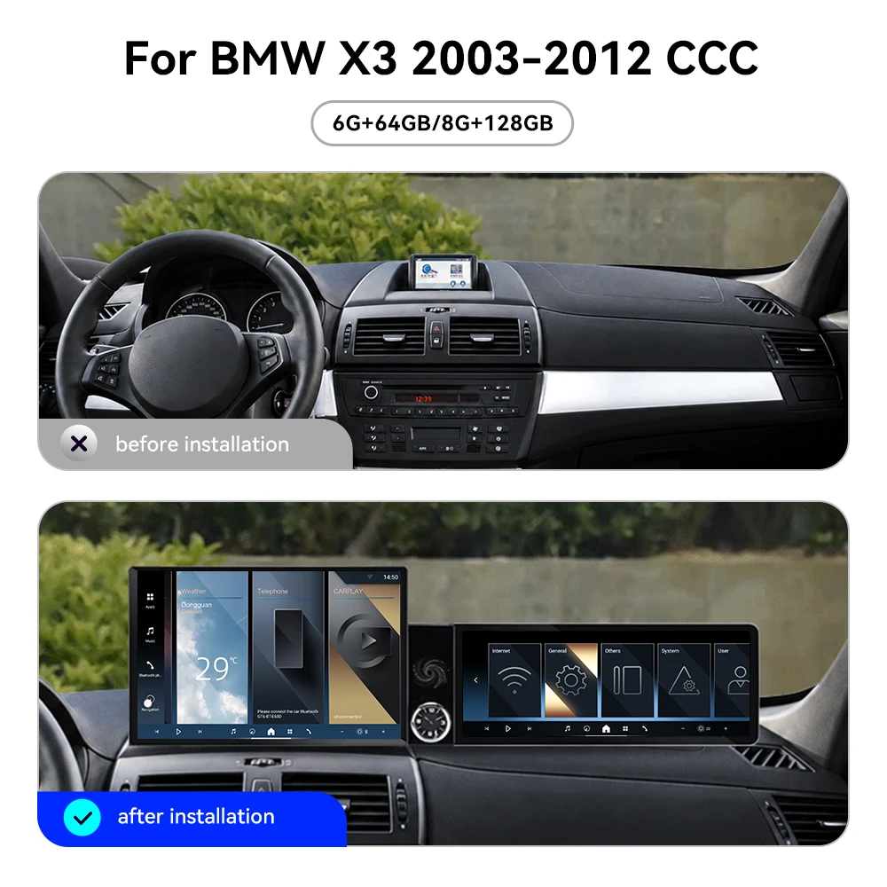 For BMW X3 2003‑2012 CCC Vertical Tesla Screen 13.1