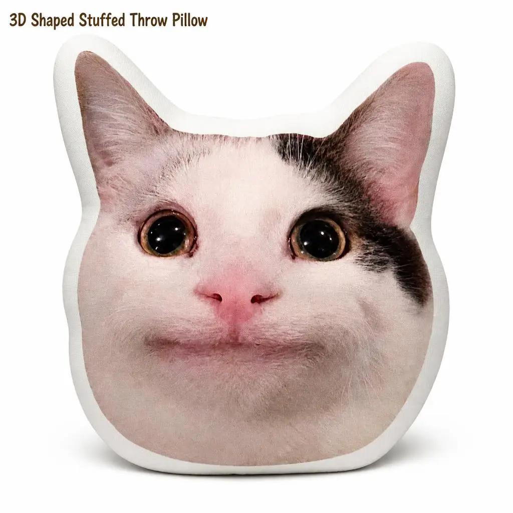 Cute Cat Wide Eyes Meme Plush Pillow Cushion Irregular Stuffed Throw Pillow Home Decor Gift Sofa Bed