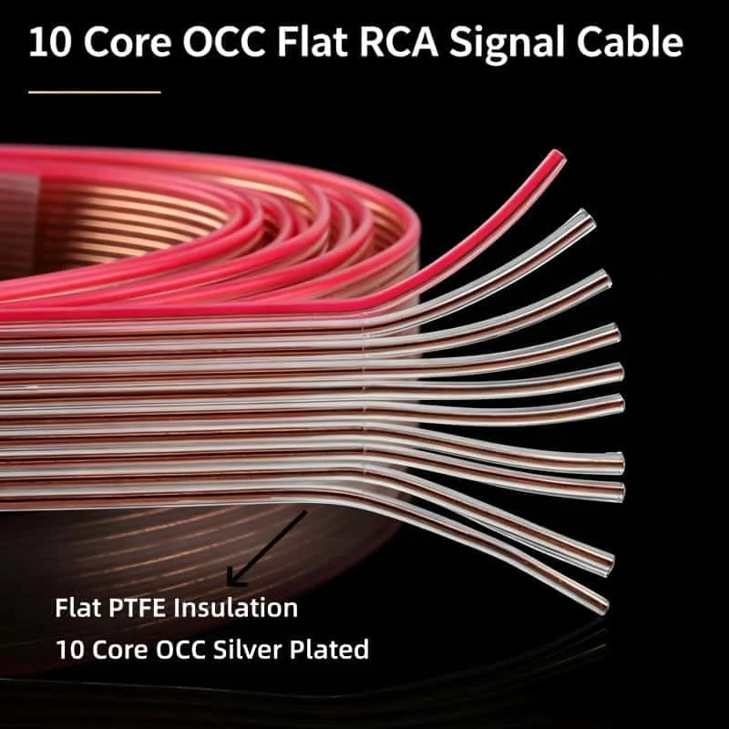 10 Core 5N OCC Silver Plated Copper Flat Ribbon Audio Signal Cable Bulk Wire by Meter DIY HIFI Interconnect Jumper
