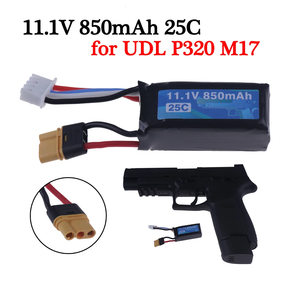 3S 11.1V 850mAh 25C LiPO Battery For UDL P320 M17 Toys-Pistol Spare Batteries UDLP320 UDL-M17 Model Guns Accessories