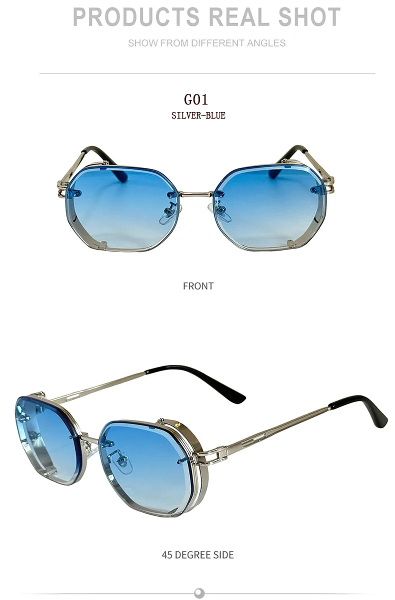 2024 Steampunk Sonnenbrille Für Männer Modische Platz Punk Mode Gläser Designer Sonnenbrille Frauen Trendy Gafas De Sol Hombre – Detail 12