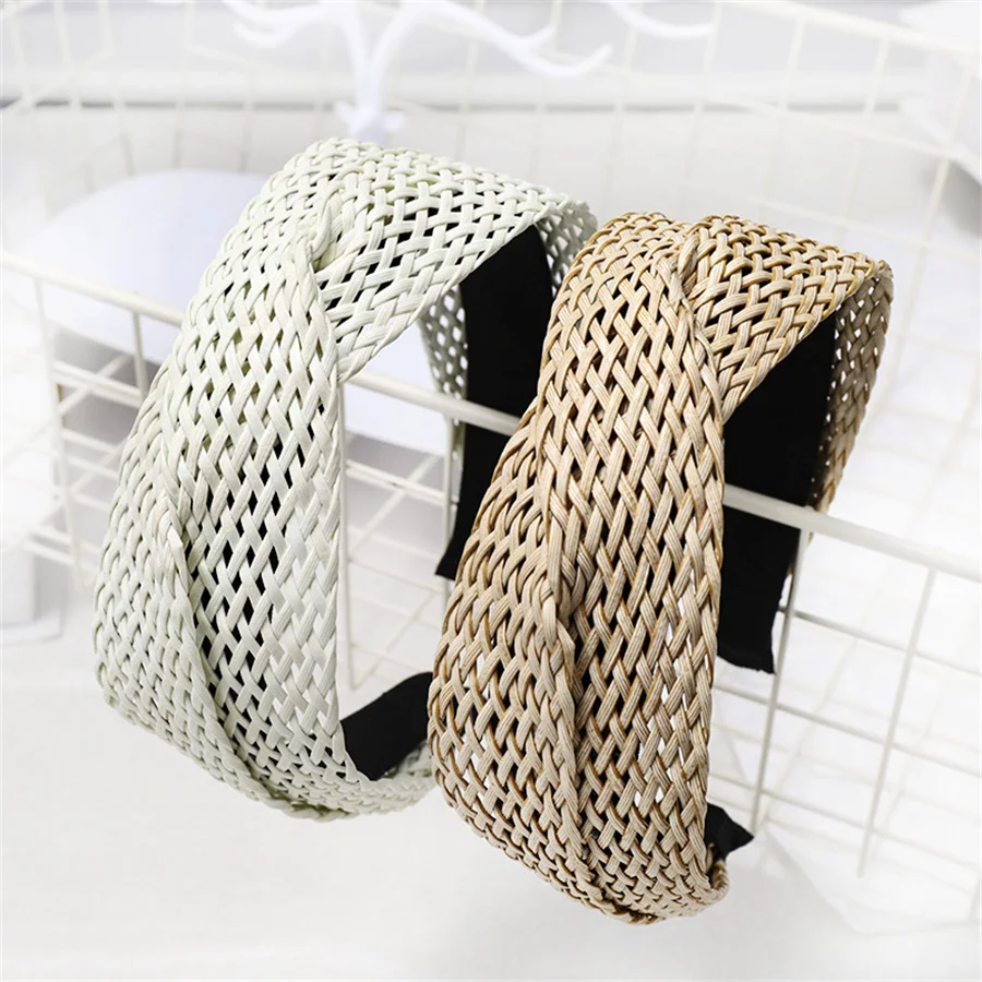 New fashionable hand-woven headbands for women, simple and versatile wide-brimmed internet celebrity headbands factory wholesale