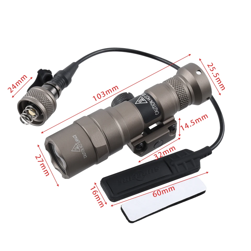 戦術 Surefire M300 M300A ミニスカウトライトライフル狩猟 LED 懐中