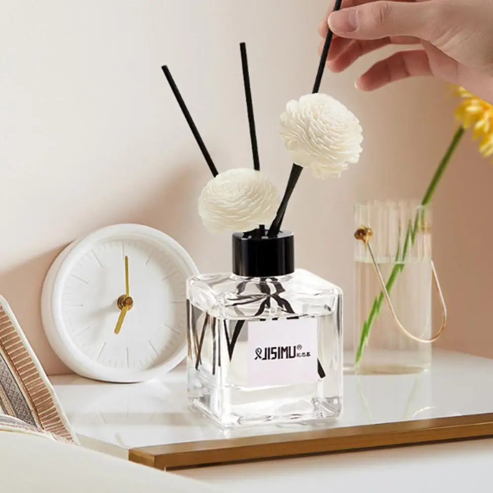 50ml Flameless Home Fragrance Room Perfume Liquid Jasmine Reed Diffuser Bottle With Plastic Flower  Aromatherapy Essential Oil