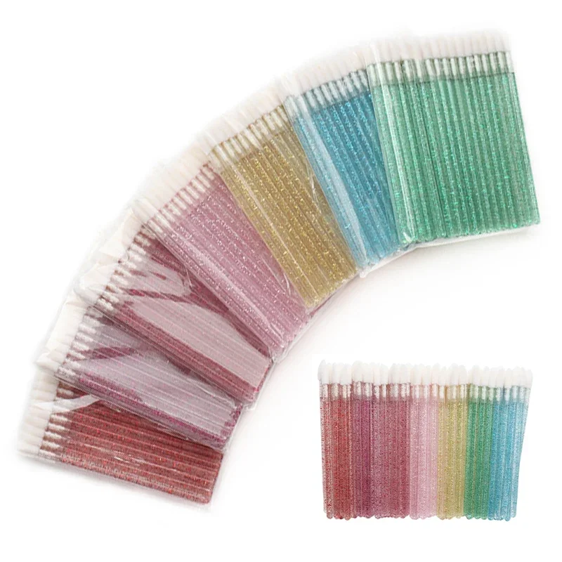 50 Uds. Pincel de labios desechable, pinceles de maquillaje, aplicador de lápiz labial, varitas, venta al por mayor, herramienta de extensión de pestañas, accesorios de belleza