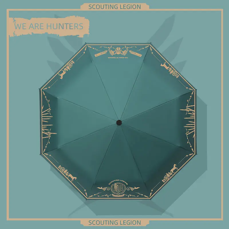 Attack Ombrello gigante animazione che circonda due yuan parasole protezione solare ombrellone da pioggia in vinile studenti e studentesseDoppio uso Omb