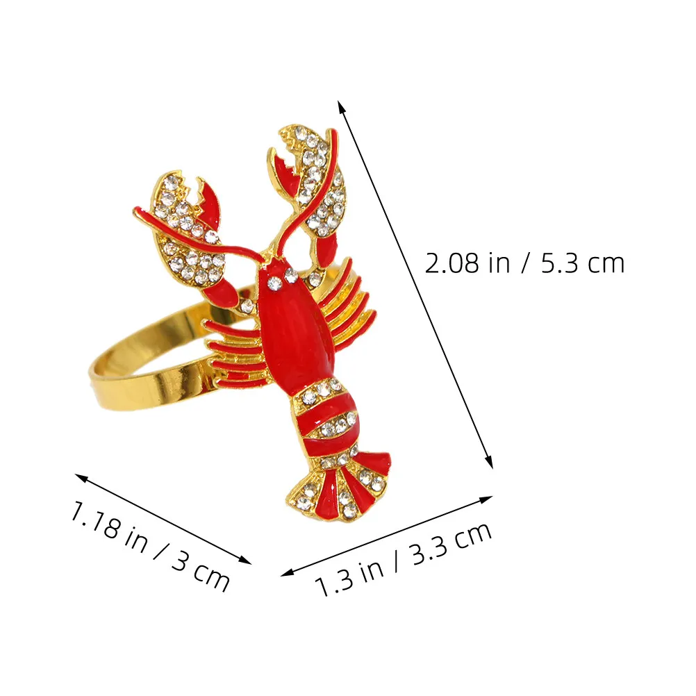2Pcs Red Lobster Napkin Rings Metal Napkin Buckles Festive Table Decorations for Casual Gatherings Formal Events Holiday Gift