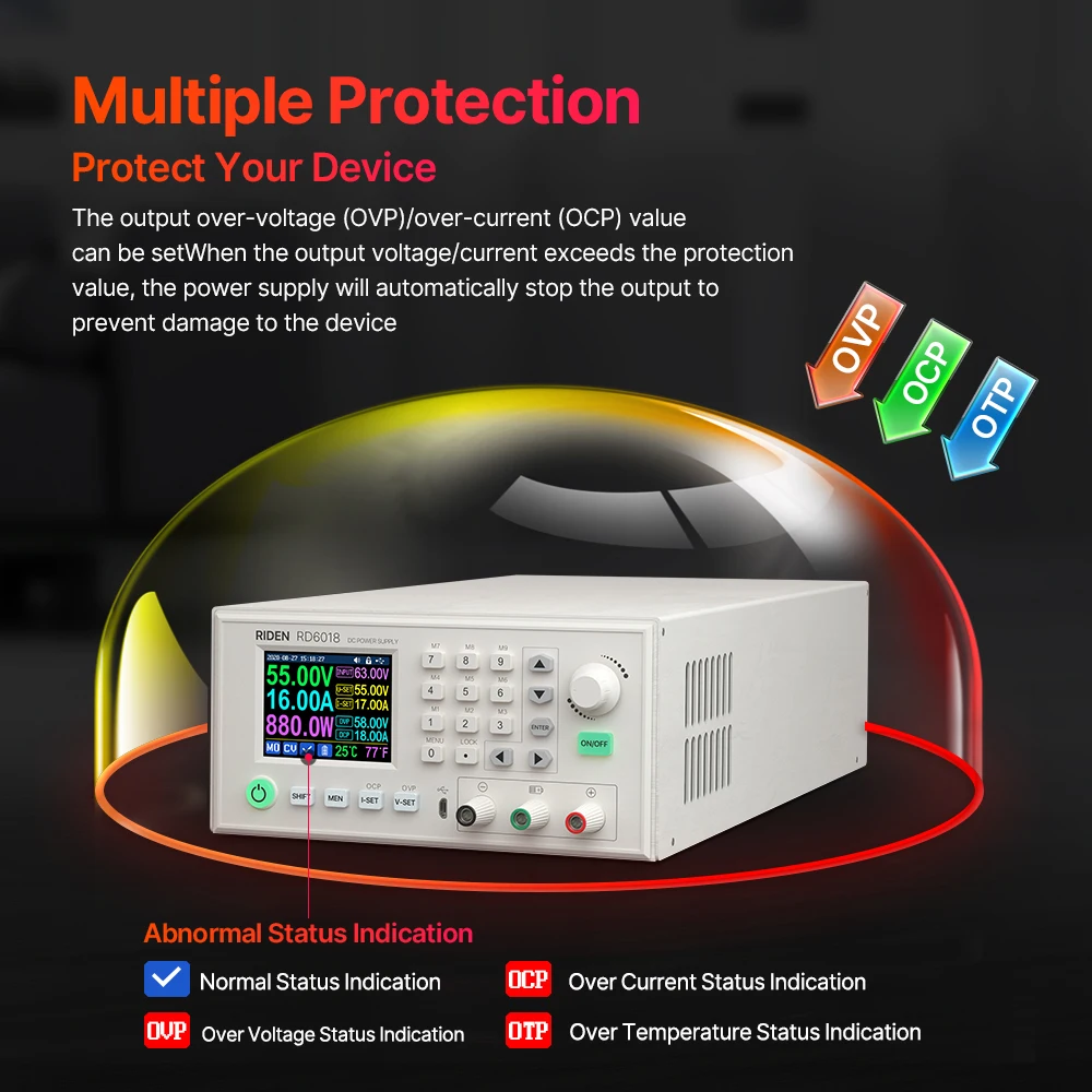6018 conjunto montado 60v 18a ac para dc controle digital de carregamento de bateria ajustável regulador de fonte de alimentação de bancada de laboratório 1080w