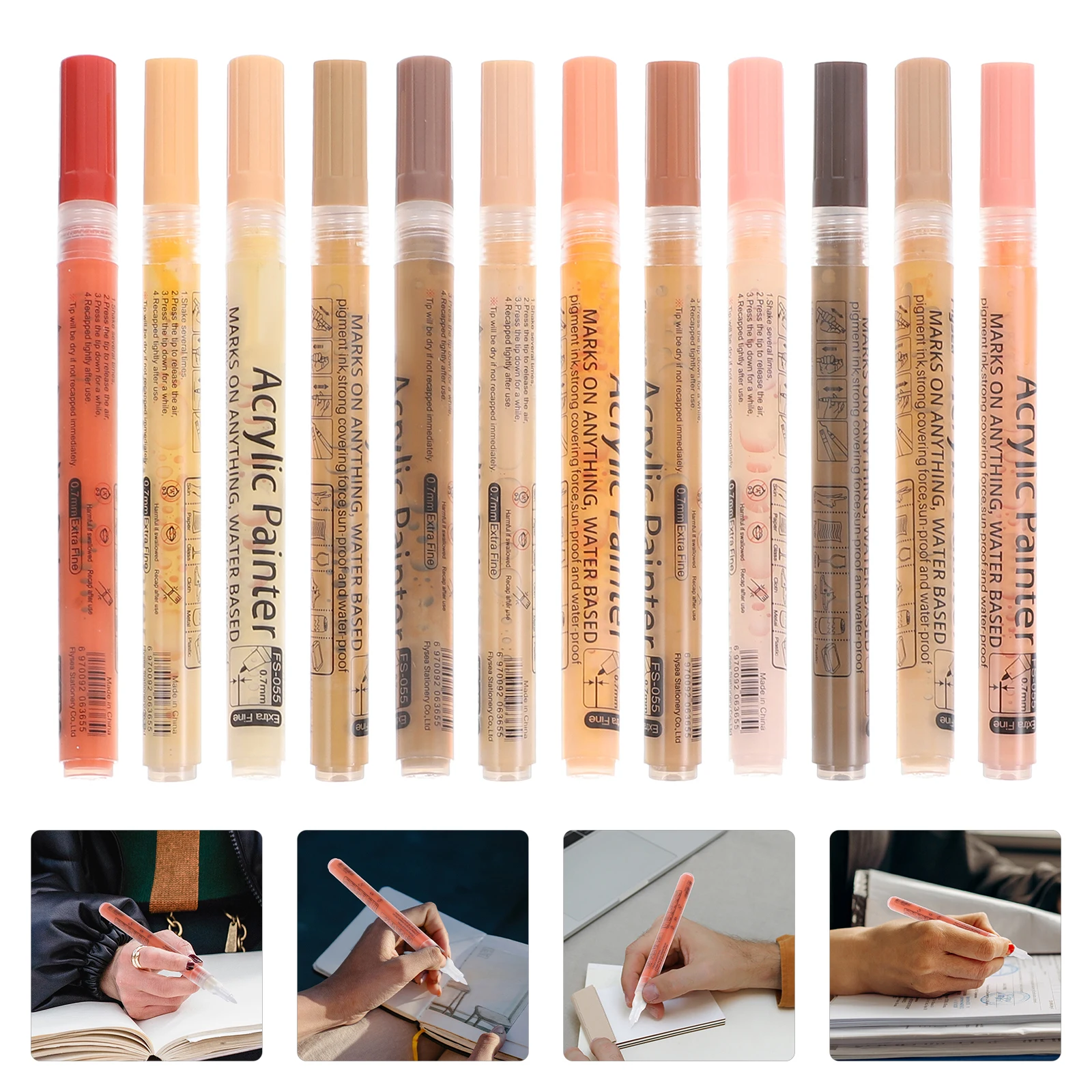 

1 set Flexible Acrylic Paint Markers For Drawing Face Wood Canvas Fabric Metal Mug Coloring Artists Adults