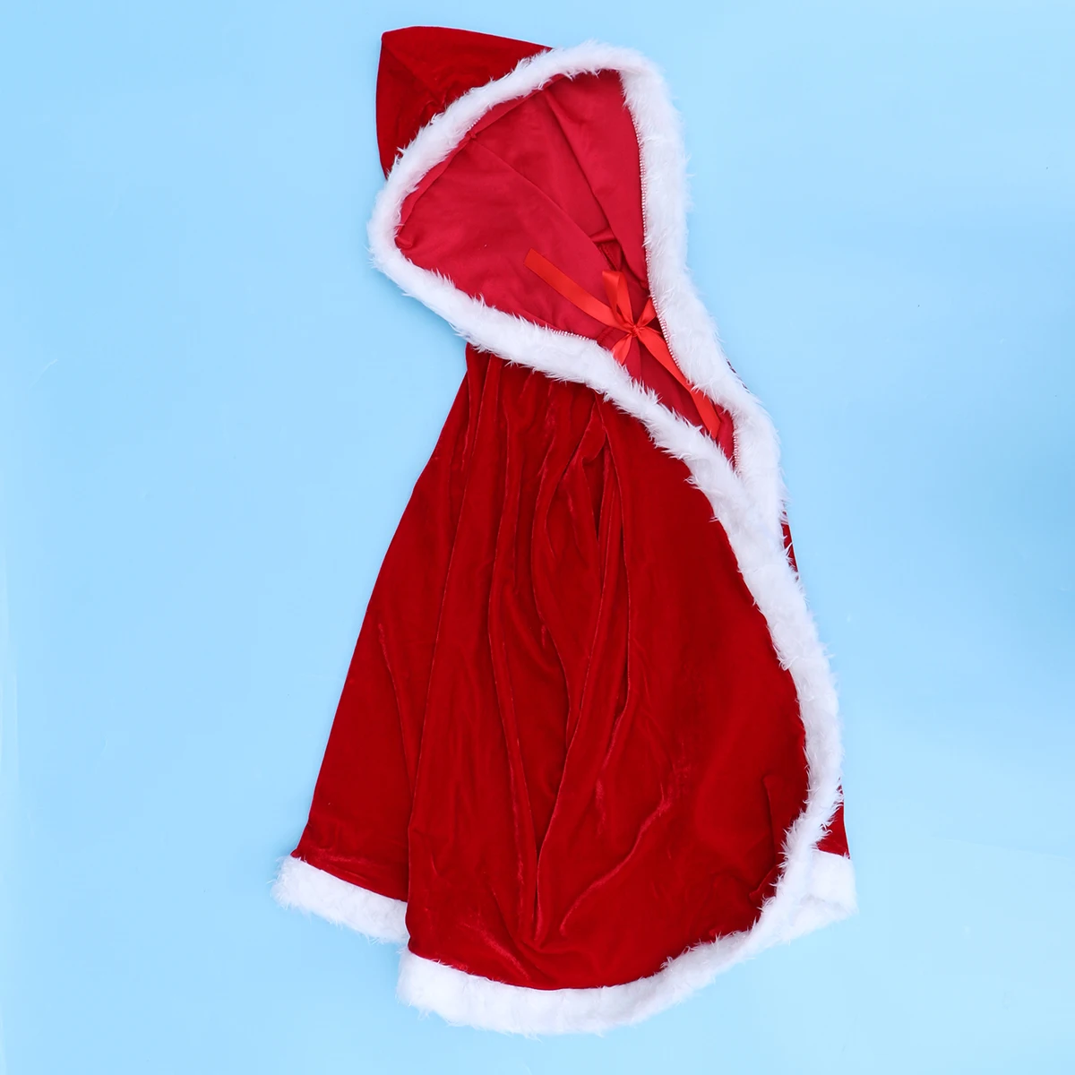 

Red Christmas Cape Hooded Cloak Premium Corduroy Warm Costume White Trim Party Dance Event Cosplay Costume For Women Men Family