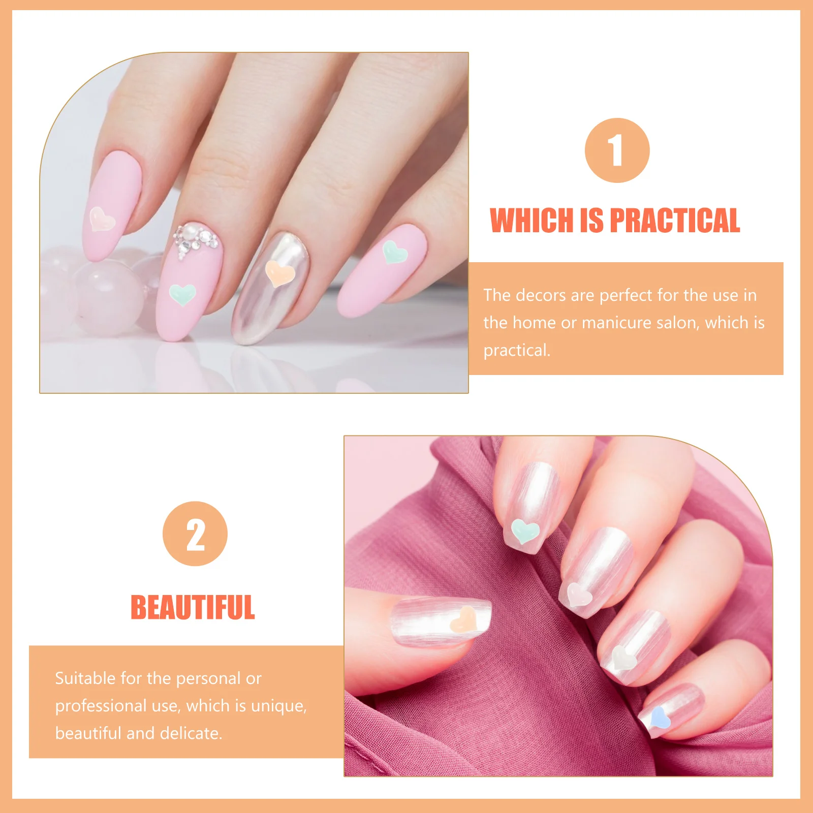 

1Box Resin Heart Art Charms Heart Shaped 3D Diy Decorations For Manicure Salon Nail Art Supplies Resin Nail Decorations Manicure