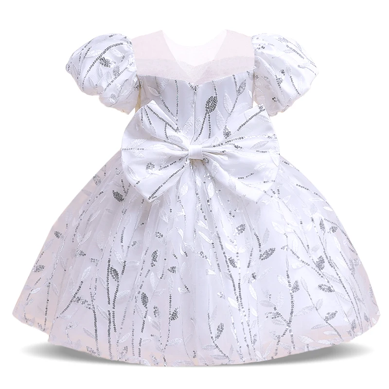 Elegant Kids Vintage Party Dresses For Girls Bow Flower Princess Dress Children Wedding Prom Formal Vestidos Girl Summer Clothes