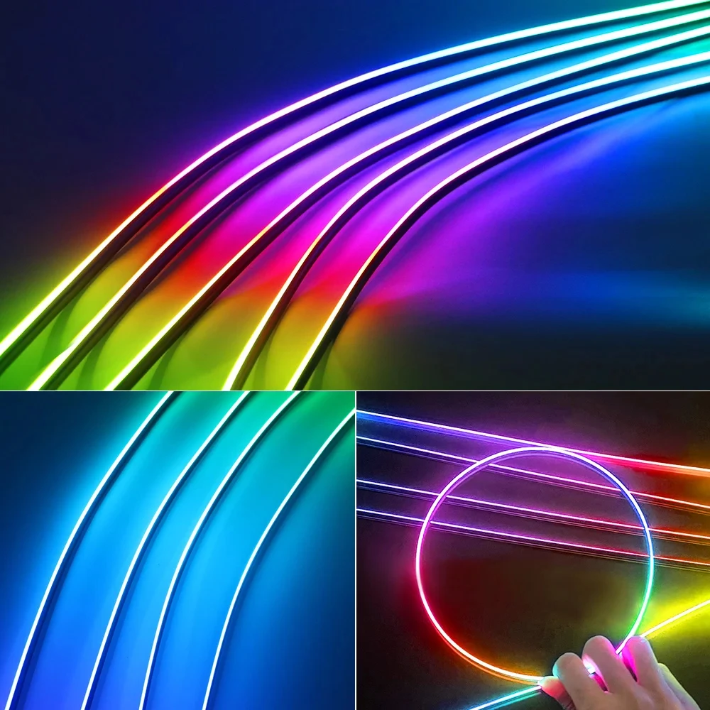 شريط إضاءة محيطي للسيارة 6 في 1 من Universal Symphony بطول 110 سم/75 سم/ مصباح إضاءة محيطي LED RGB داخلي مع تحكم عن بعد عبر تطبيق USB #2