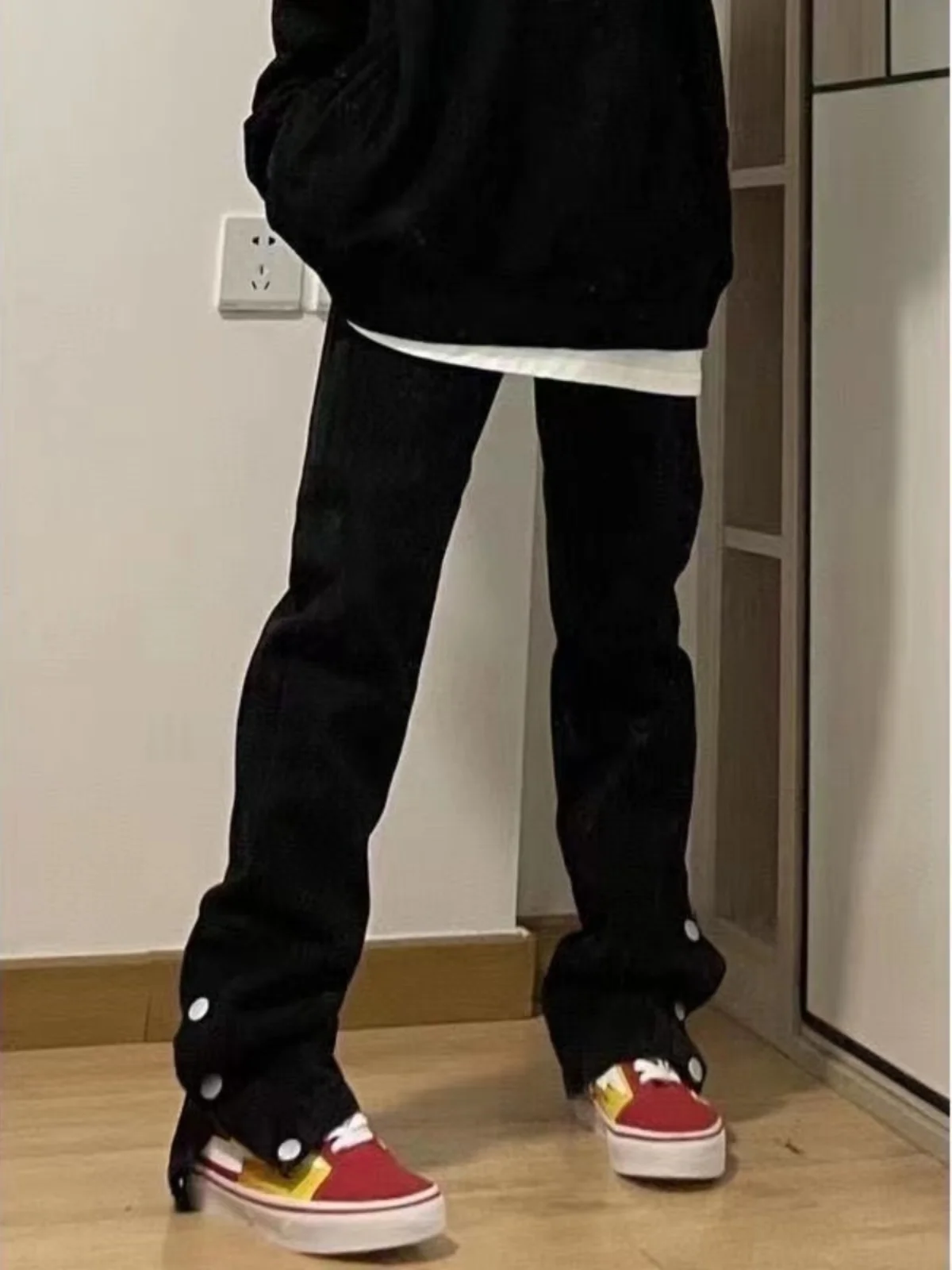 

Джинсы American Sle с высокой талией и прямыми штанинами, женские осенние новые длинные брюки большого размера с разрезом MM, High Street INS, глубокий цвет