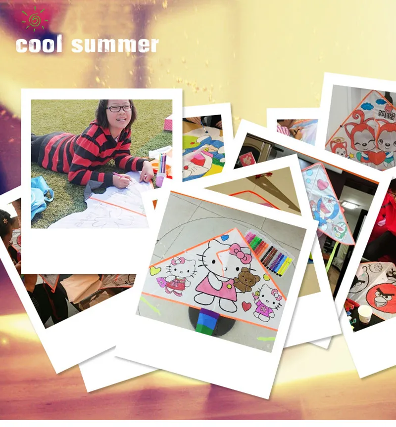 2pcs diy kite nylon fabric Children kite flying toys diamond kite white kite Outdoor toys wind kite butterfly kite fun snake koi