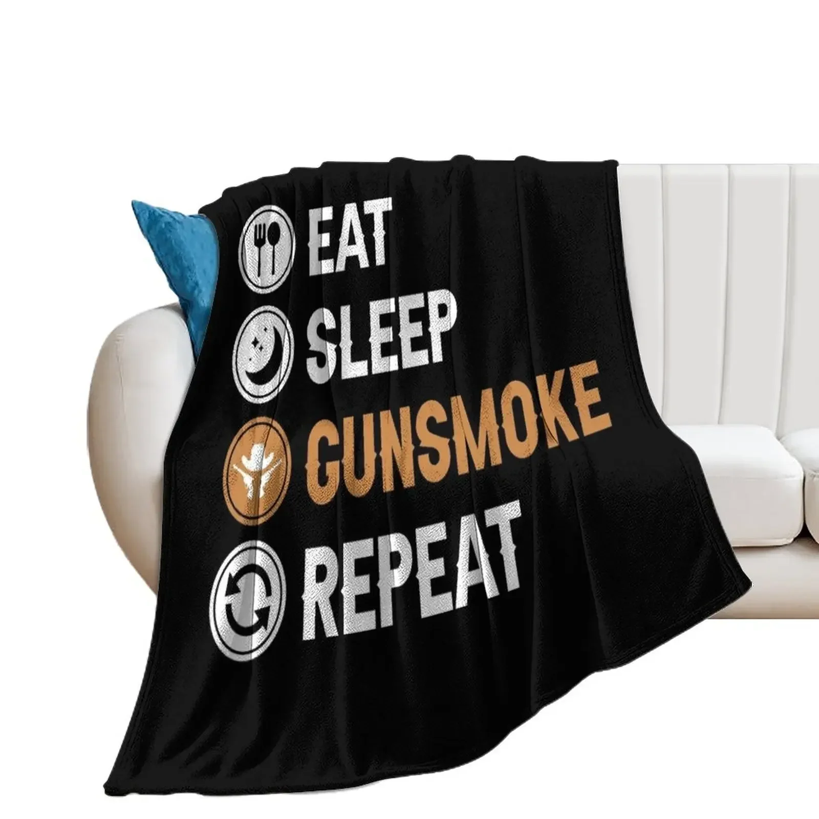 Eat Sleep Gunsmoke Repeat Throw Blanket Luxury Thicken manga Decorative Beds Blankets