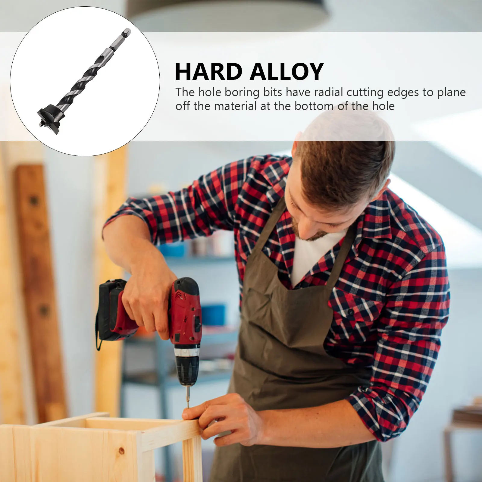 Extended Hole Opener Drill Bit Set Hard Alloy Material for Woodworking Hole Flat Bottom Precision