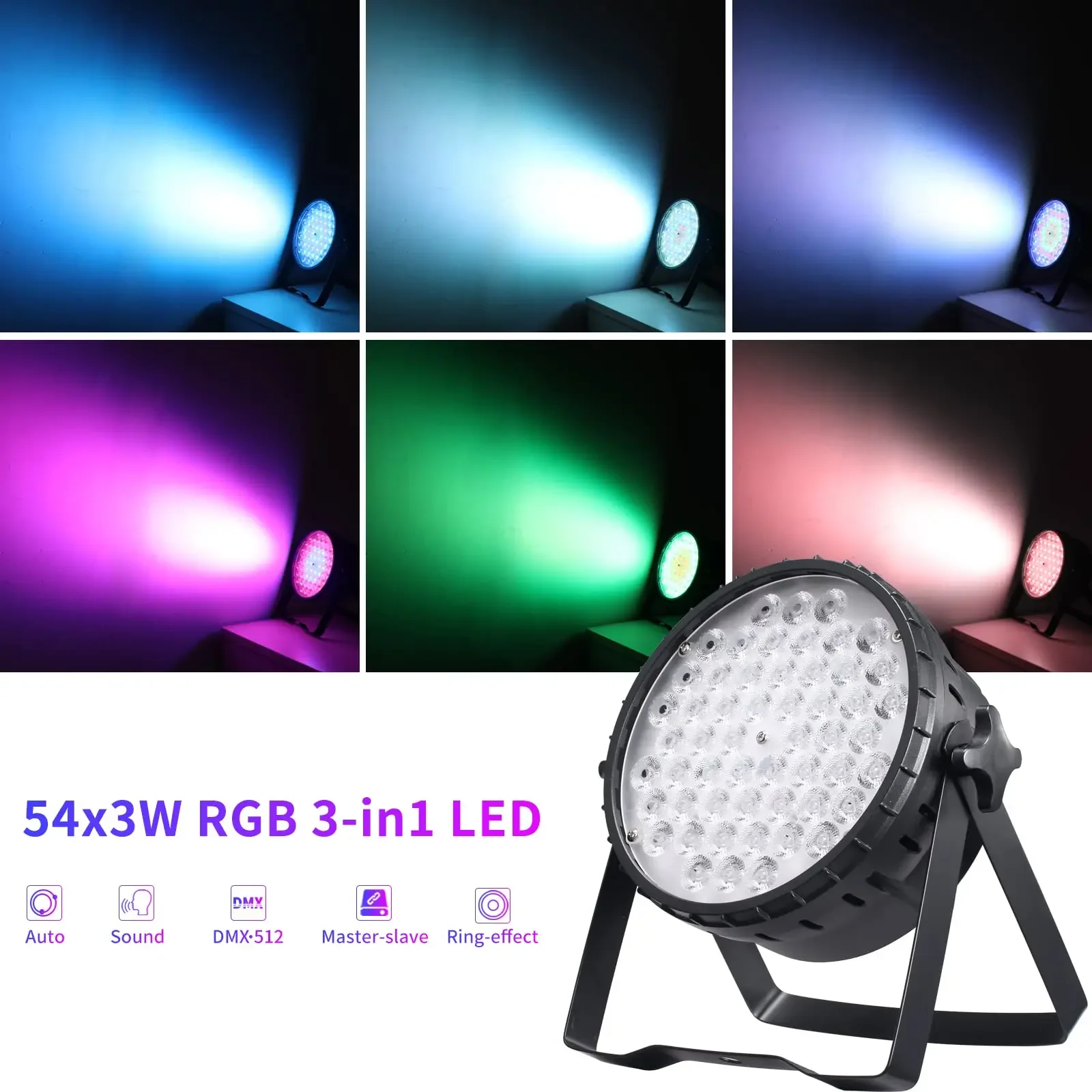 Big Dipper 54*3W RGB 3-IN-1 Professional Stage Lighting with Sound Activated Disco Light for Concert KTV Bars Party LPC017N 2Pcs