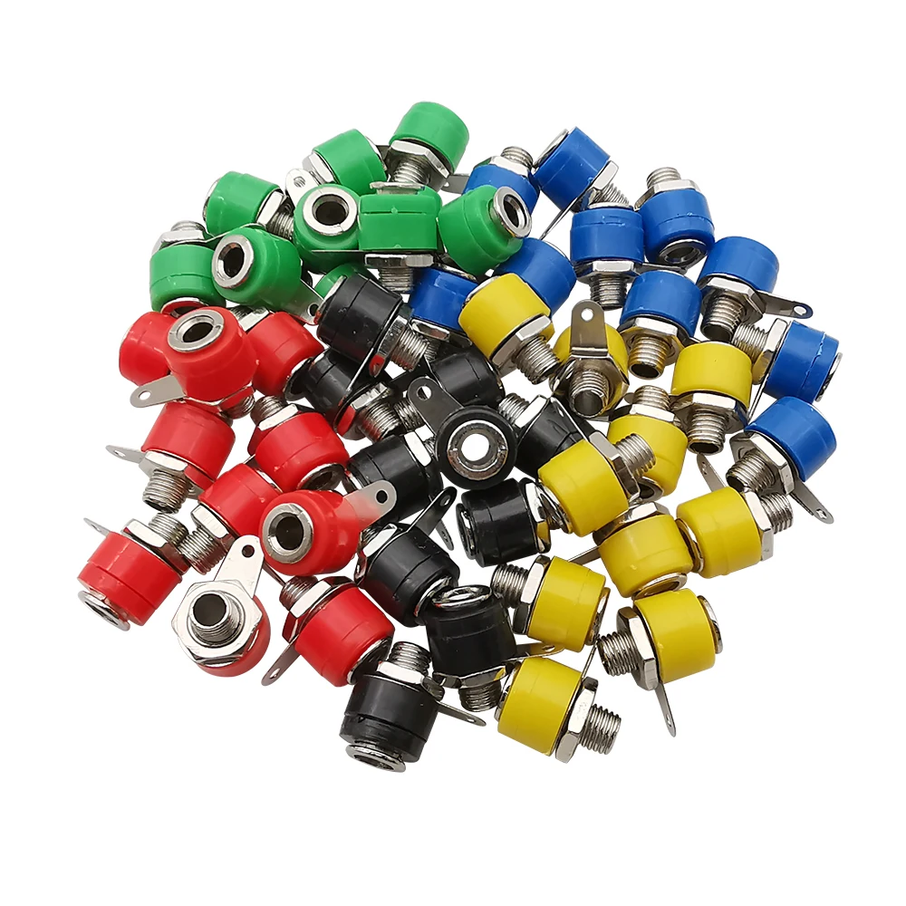 50Pcs Binding Post Terminal 4mm Banana Socket Female Connector Test Speaker Banana Binding Posts Soldering Panel Mount Adapter
