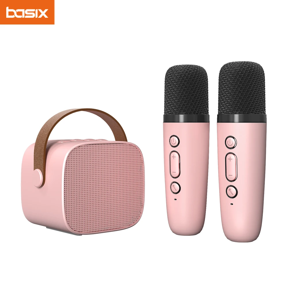 Basix-máquina de Karaoke Portátil con Bluetooth 5,0, sistema de altavoces con 1-2 micrófonos inalámbricos, canto familiar para el hogar, regalos para niños