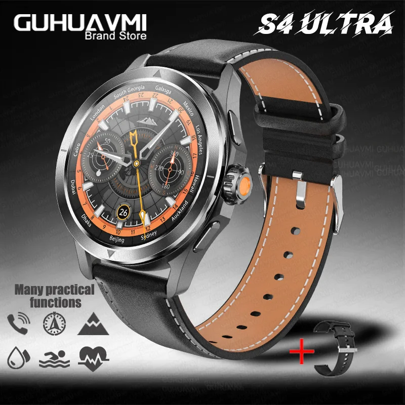 GUHUAVMI 2025 S4 Ultra Smart Watch Männer AMOLED Outdoor Sport NFC GPS Kompass Herzfrequenz Wasserdicht Bluetooth Anruf Smart armband 7