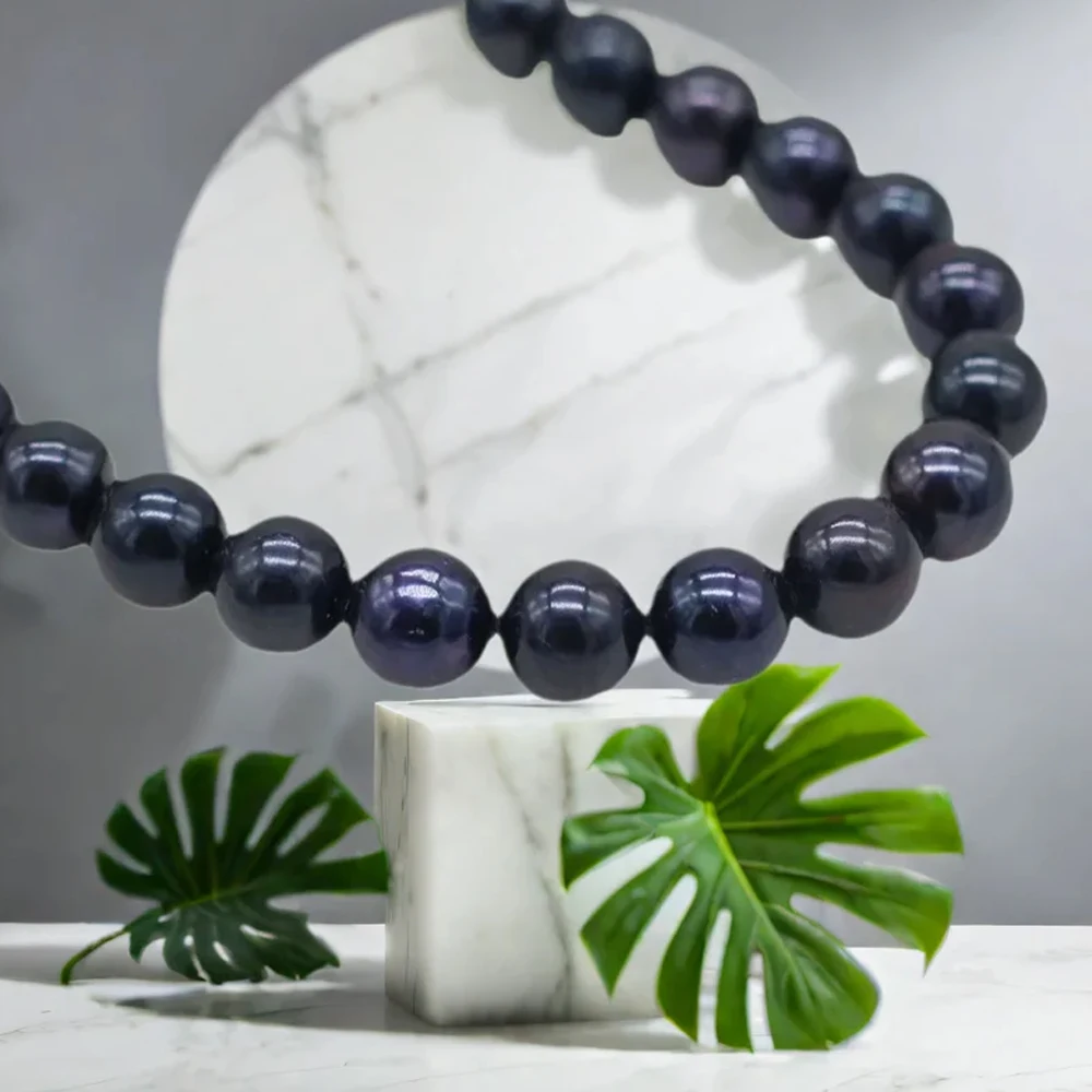 

Gloss Natural Freshwater Black Pearl Beads 8-9mm Round Pearl Loose Spacer Beaded for Making DIY Jewerly Bracelet Necklace
