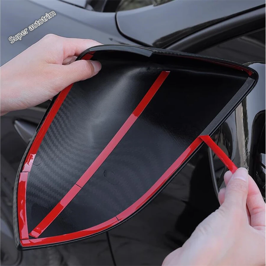 For Tesla Model 3 2024 Car Rear View Side Mirror Cap Shell Decoration Cover Trim Auto ABS Black / Carbon Fiber Style Accessories