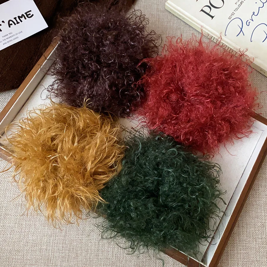 4 Farben Vintage Plüsch Haargummis für Frauen Ballförmige Haarbänder Atmosphäre Große Haargummis Haarschmuck Herbst Winter M