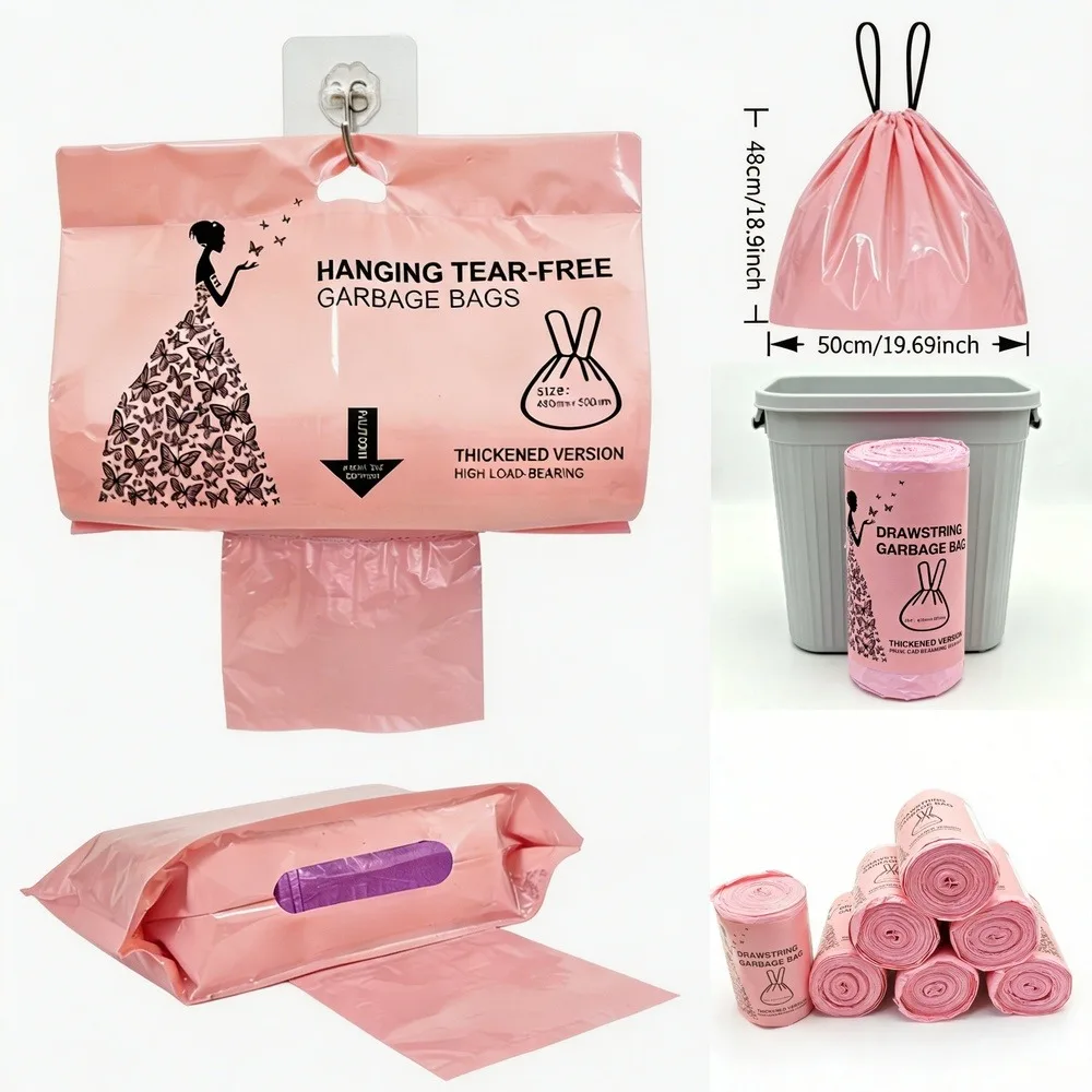 4 Rolls / 200PCS 4-5 Gallon Drawstring Trash Bags Thick Tear-Resistant Leak-Resistant Small Garbage Bags for Kitchen Bathroom Bedroom Office Dorm And Travel