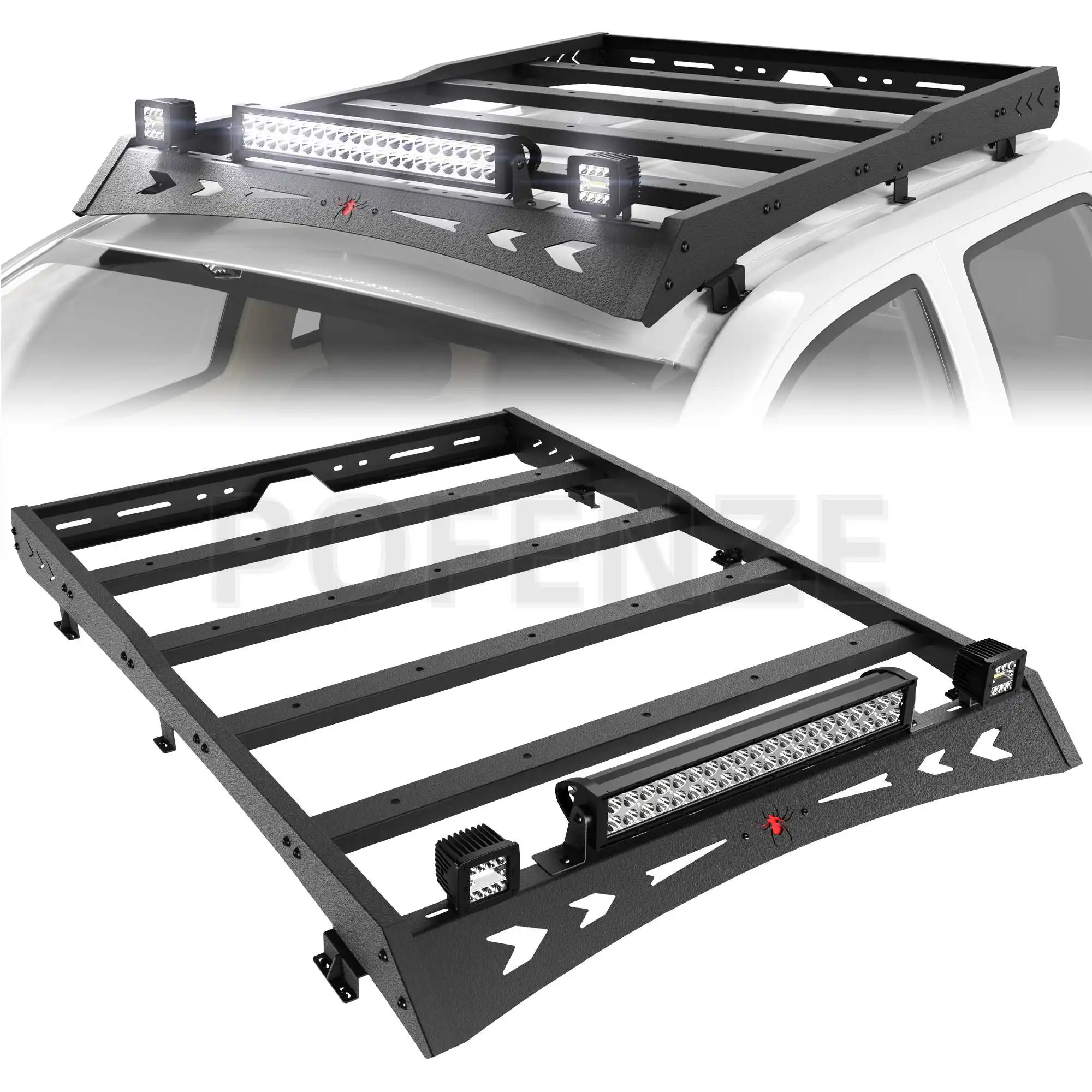 

Roof Rack for Tacoma Roof Rack Cargo Carrier Heavy Duty Top Roof Basket Rack Extension with 2 X 18W LED Lights and 1*144W Lights
