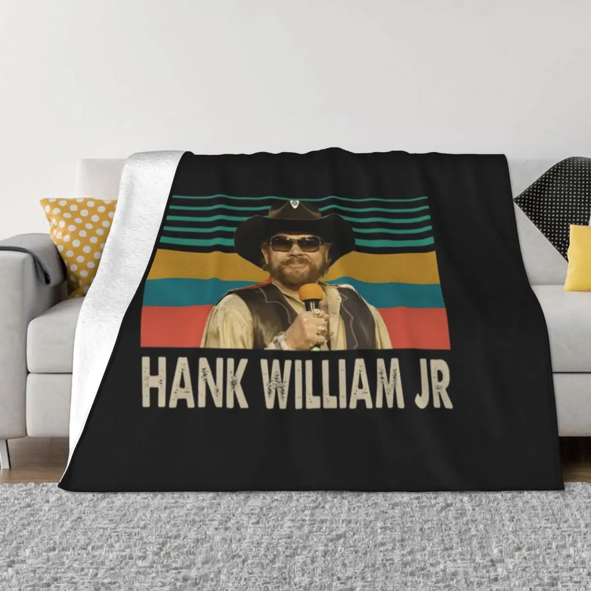 

Hank Williams Jr T-ShirtGraphic Hank Jr Williams Love Outlaw Music Throw Blanket Soft Plaid cosplay anime