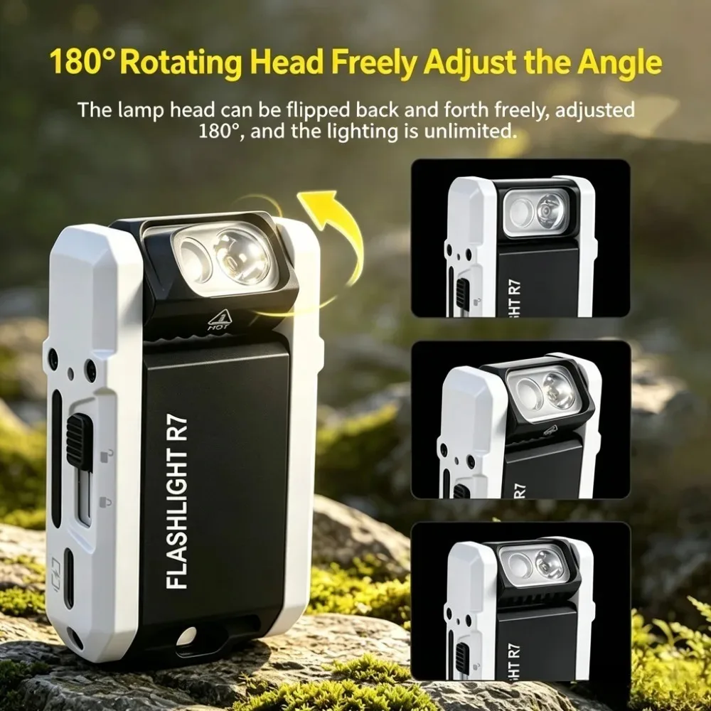 800 Lumen Mini Magnetic Strong Light Flashlight Portable EDC Keychain Torch for Outdoor Repair Camping Daily Lighting