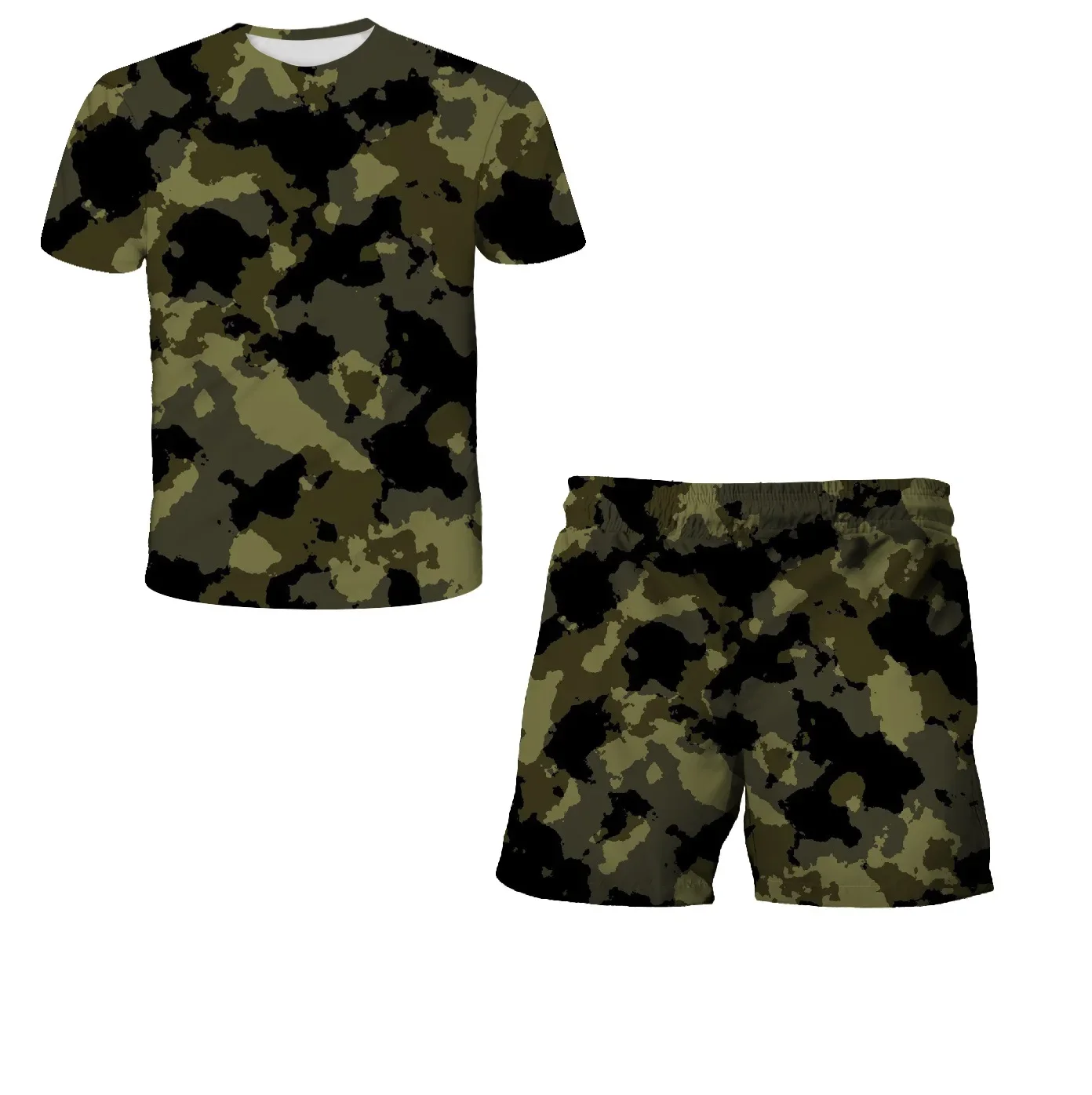 2023 Summer Kids Clothes Set For Baby Boys Camouflage Tops Pants 2PCS Short Sleeve Costume Tracksuit Outfits Set