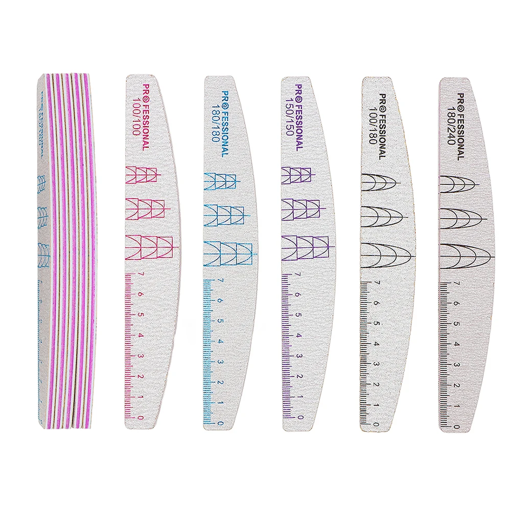 

5/10 Pcs Double Sided Nail Art File Set With Scale Grey Sandpaper Nail Stylist Supplies Manicure Products Sand Nails Salon Tools