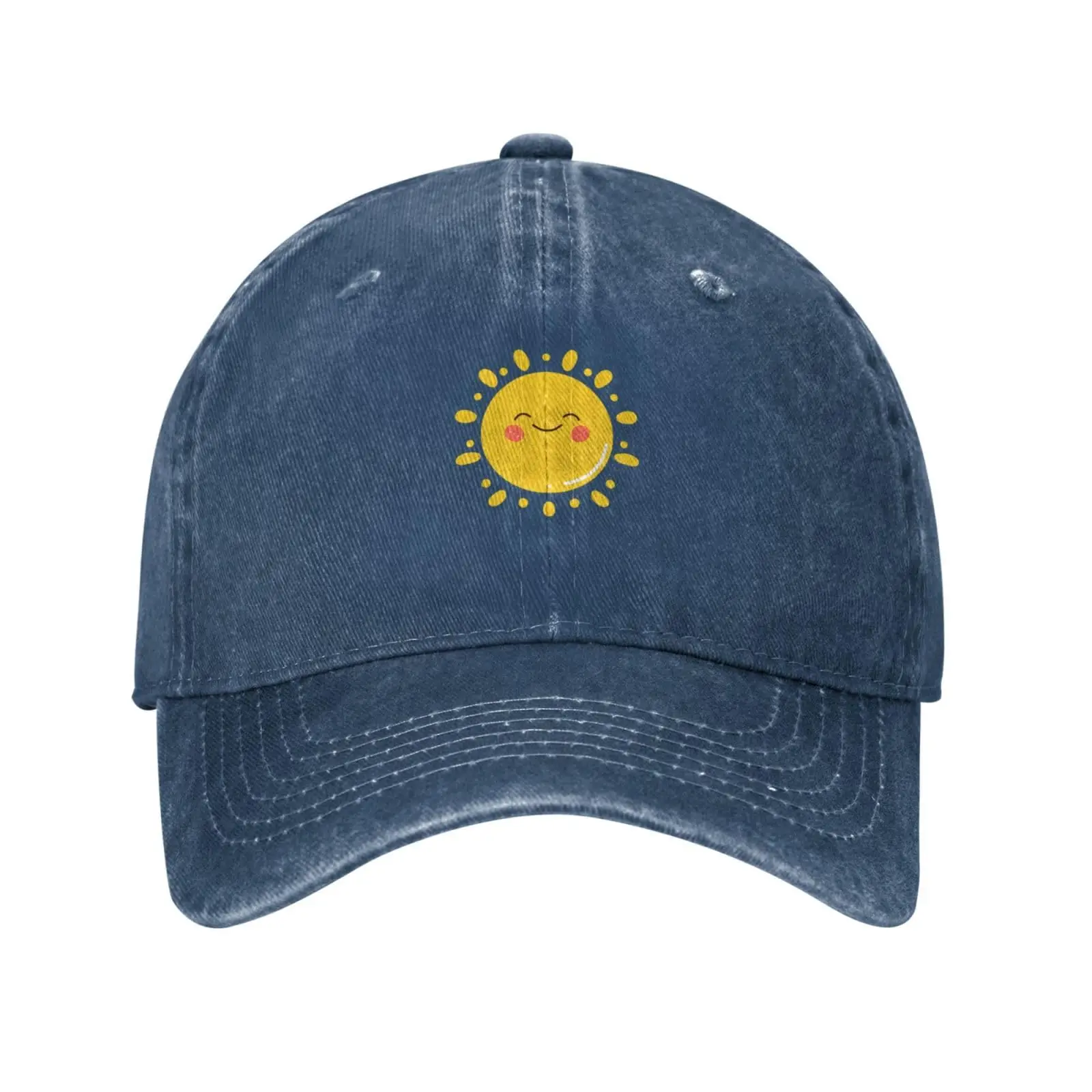 Sun Smiley Face Vintage Denim Cowboy Baseball Cap Dad Hat Men Women Adjustable Leisure Joker Casquette