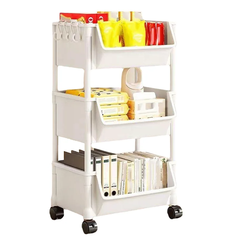 M-Modern-Household Snacks Storage Bookshelf, Trolley Storage Rack, Storage Rack Kitchen Fruit And Vegetable Basket