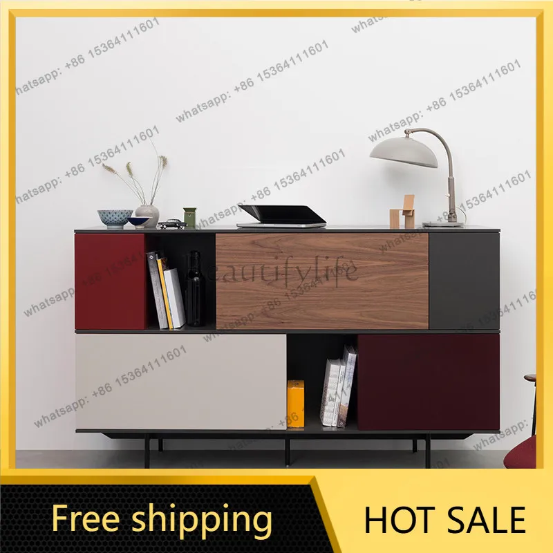 Factory Direct Italian Minimalist Side Cabinet Nordic Light Luxury Contrast Color Storage Locker