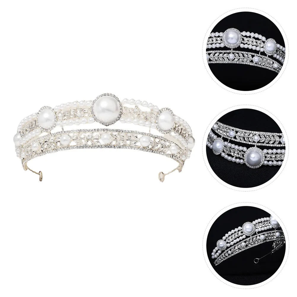 

Жемчужная корона с стразами для невесты, изящный женский аксессуар для волос, для банкетов, вечеринок, косплея, костюмов
