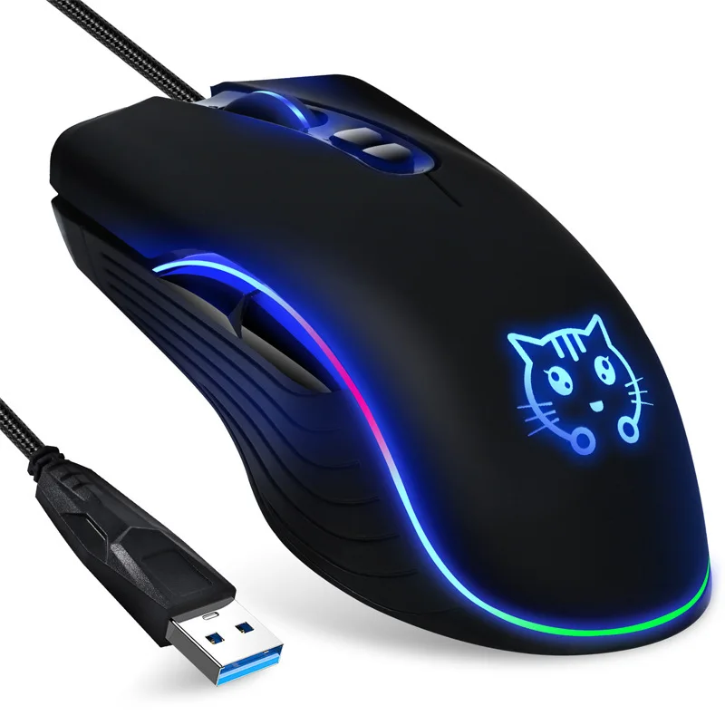 

New Arrival Wired Gaming Mouse 7 Colors RGB Optical Mouse Computer Professional Pink Mice 2400DPI USB Mause For Laptop PC Gamer