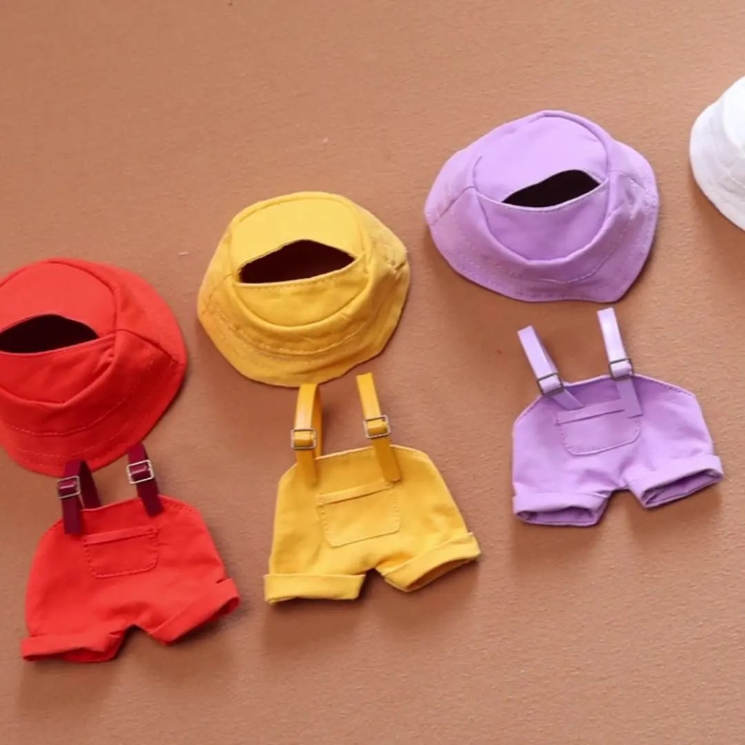 

Fisherman Hat Overalls Set for 17cm Labubu Cola Vinyl Doll 1st-3rd Gen Blind Box Accessories Replacement Doll Clothes Outfit