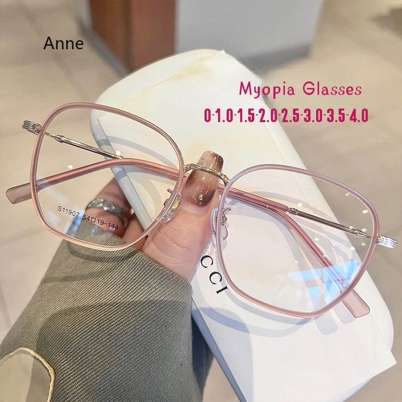 Anti Blue Light Myopia Glasses Stylish Women Men Metal Nearsighted Eyewear Shortsighted Myopic Eyeglasses Diopters 0-6.0 gafas