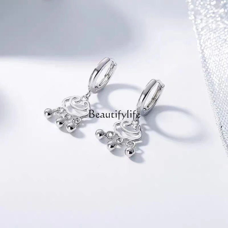 

925 sterling silver safety lock earrings niche high-end temperament ear buckles