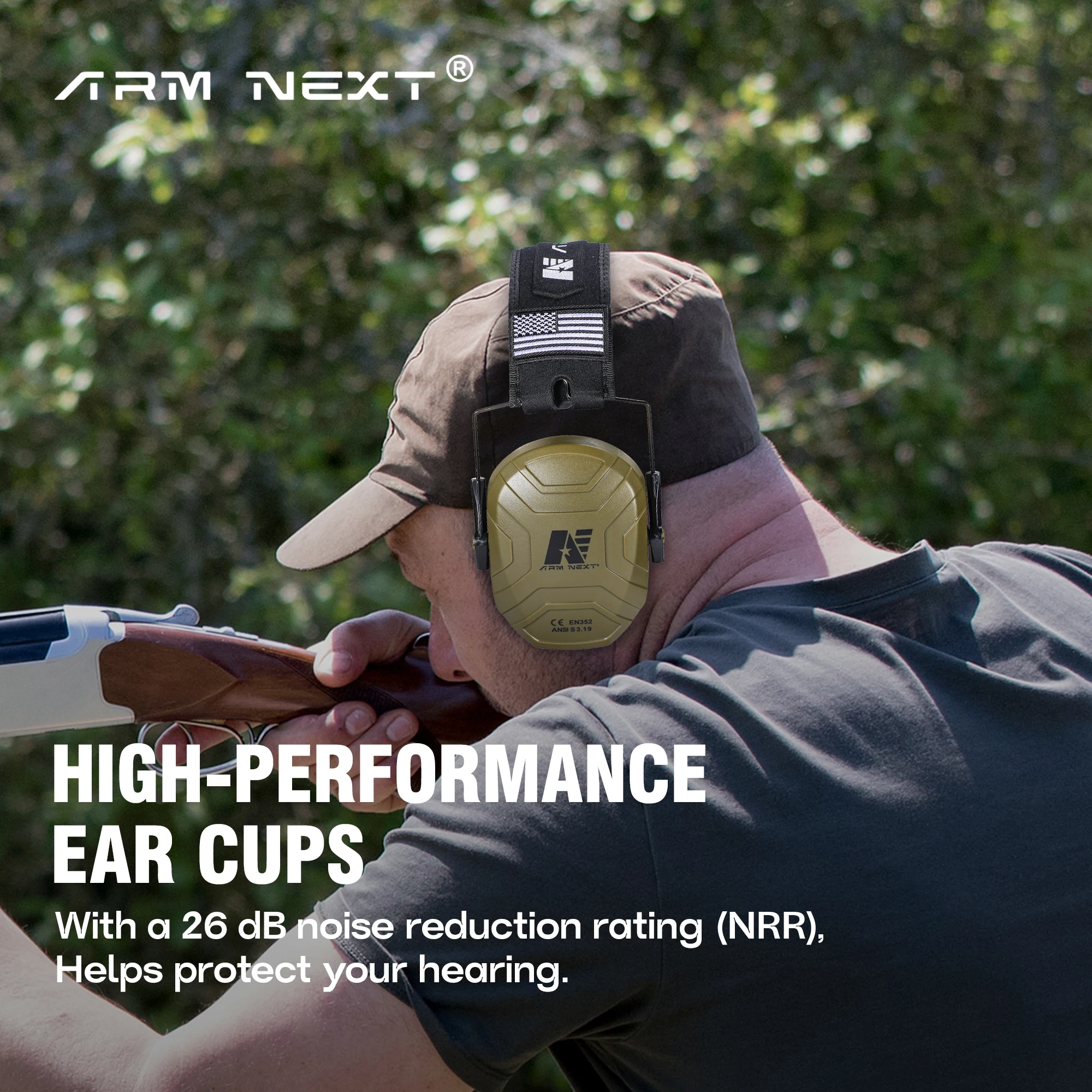 Foldable 26dB Professional Noise Cancelling Earmuffs Adjustable Hearing Protection Headset for Shooting Work Travel & Outdoor