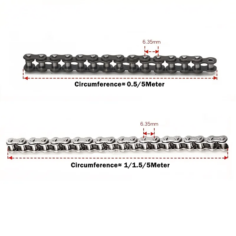 1/4-04C 0.5/1/1.5/5 Meter Roller Chain Industrial Transmission Single Row Chain Carbon Steel/Stainless Steel for 04C Sprocket