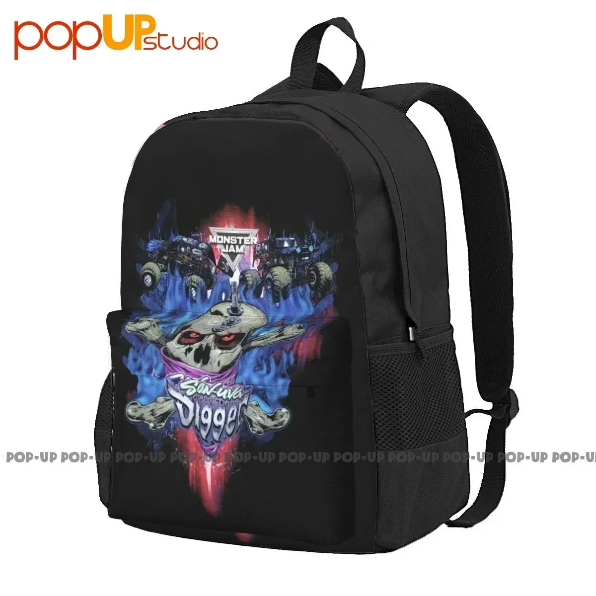 Monster Jam Truck Son Uva Digger Gravedigger Large Capacity Backpack Print Portable Gymnast Bag Riding Backpack